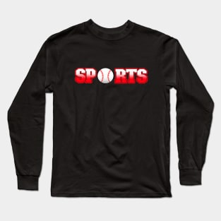 BASEBALL Style Sports Text Red Long Sleeve T-Shirt